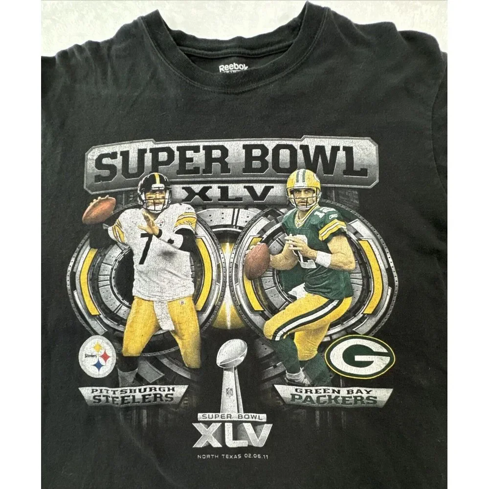 Reebok Exclusive Collection shirt  Super‎ Bowl XLV Steelers Packers Long Sleeve